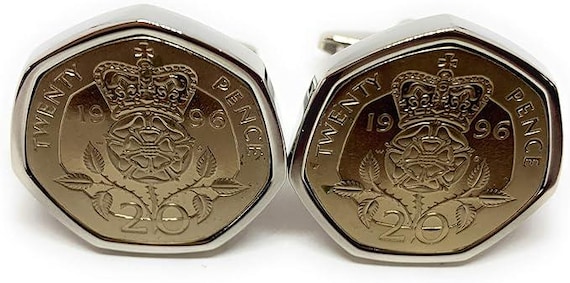 29th Birthday gift 1996 Wedding Anniversary Coin Cufflinks: Silver or Gold Plated backs