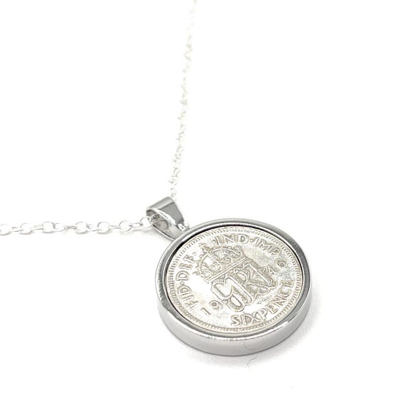 Solid Pendant 1946 Lucky sixpence 79th Birthday plus a Sterling Silver Chain, 1946, 1946 gift, 1946 birthday gift, 79th, 79th birthday