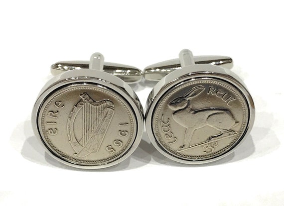 1965 Irish coin cufflinks - 60th birthday gift, 60th birthday cufflinks, 1965 birthday gift, 1965 gift idea, 60th birthday gift idea,