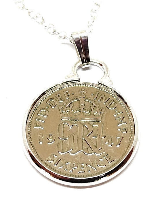1952 72nd Birthday / Anniversary sixpence coin pendant plus 18inch SS chain gift 72nd birthday gift for her