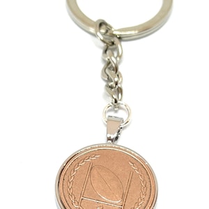 Llavero de rugby: Moneda de la Isla de Man, bañada en plata