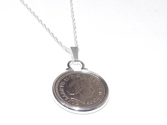 16th Wedding Anniversary 5p coin Pendant - 2006  Wedding Anniversary Pendant, Ladies gift idea, 2006 gift, 19th wedding gift