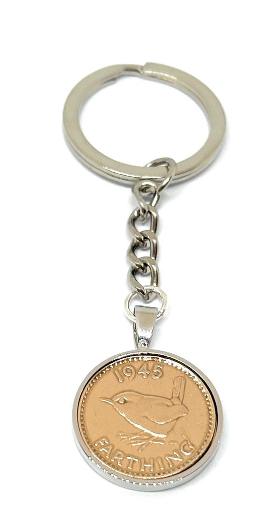 1945 80th Birthday Keyring Farthing Coin Gift for Mum Dad Brother Sister Anniversary Keepsake