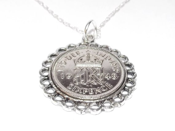 Fine Pendant 1949 Lucky sixpence 76th Birthday plus a Sterling Silver Chain 76th birthday gift for her Thinking Of You,  Special Friend