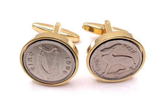 Premium 1966 Lucky Irish Threepence cufflinks for a 59th Birthday cufflinks 59th  Dad, 59th Brother, Fathers day HT GLD