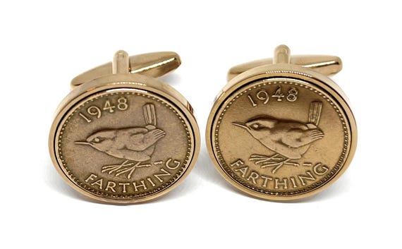 Premium 1948 Lucky Farthing cufflinks  77th birthday gift for him Thinking Of You,  Special Friend, Brother, Uncle, Dad, fathers day gift