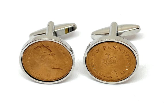 50th Birthday 1975 Birthday Old Half Pence Coin Jewellery Cufflinks - 1975 50th birthday Thinking Of You,  Special Friend, Mum, Dad