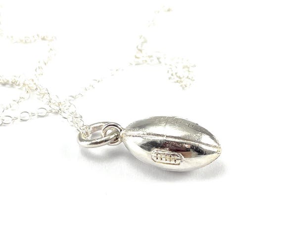 Solid 925 Sterling Silver Rugby Ball Pendant Brand New Handmade 6.2g with SS Chain