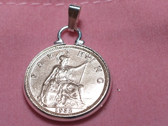 1934 90th Birthday Anniversary Farthing coin in a Silver Plated Pendant mount 90th birthday gift for her Thinking Of You,  Special Friend