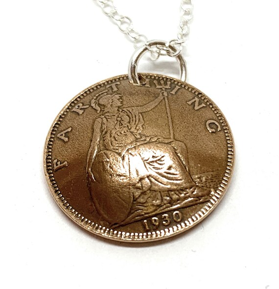 1931 92nd Birthday / Anniversary Domed Farthing coin pendant plus 18inch SS chain gift 92nd birthday gift for her Thinking Of You, Mum Dad