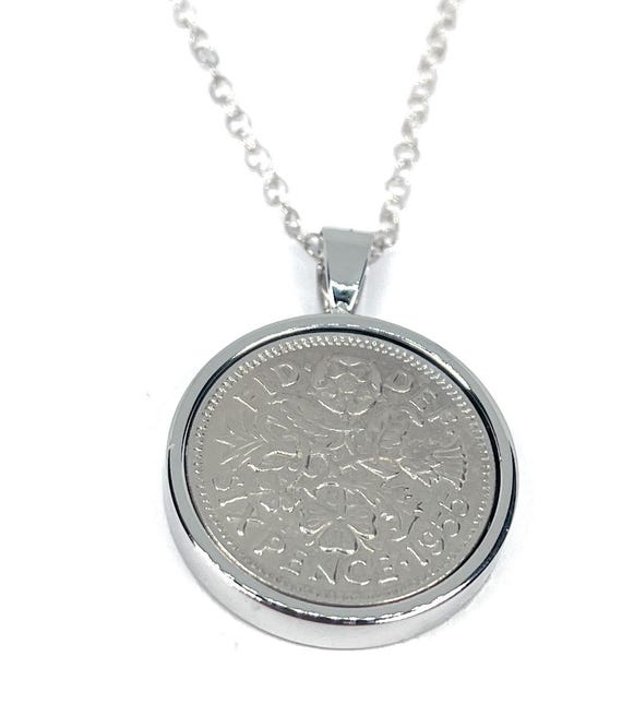 1955 70th Birthday Gift Silver Pendant: Silver, Gold or RoseGold Plated mounts