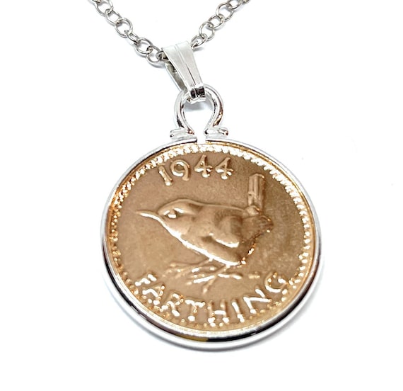 1944 80th Birthday gifts for women Anniversary Farthing coin Silver Plated Pendant mount 80th birthday gift for her Thinking Of You