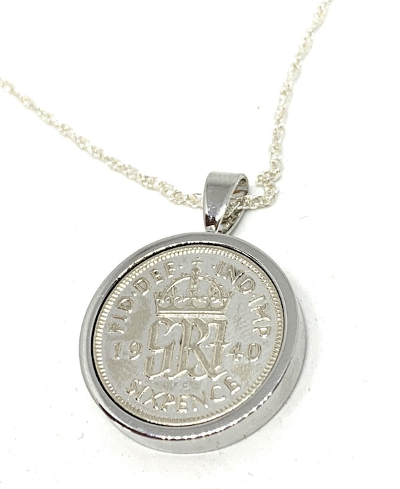 Round Pendant 1937 Lucky sixpence 88th Birthday gifts for women plus a Sterling Silver Chain 88th birthday gift for her Thinking Of You
