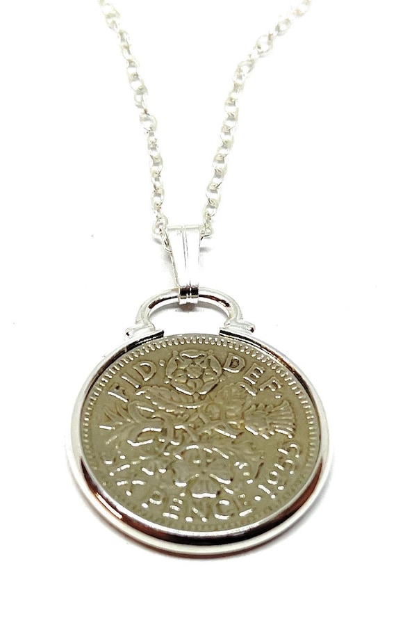 1955 70th Birthday / Anniversary sixpence coin pendant plus SS chain gift, 70th birthday gifts for women, 70th, gift from 1955