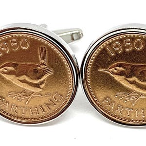 1950 Farthing Cufflinks: 75th Birthday Gift