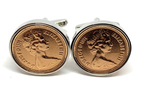 1971  54th Birthday Old One Pence Coin Cufflinks, 1971 54th birthday, 54th mens gift, 54th gift for him, Fathers Day Gift, Dads 54th Gift
