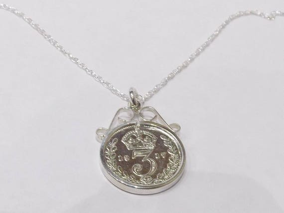1914 110th Birthday / Anniversary 3D Threepence coin pendant plus 18inch SS chain 110th birthday, 110th birthday gift, 110th gift, 1914, Mum