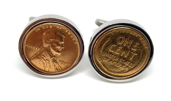 1947 78th Birthday American Lincoln Cent Cufflinks, Dad, Brother,- 78th Birthday Coin cufflinks 78th Anniversary