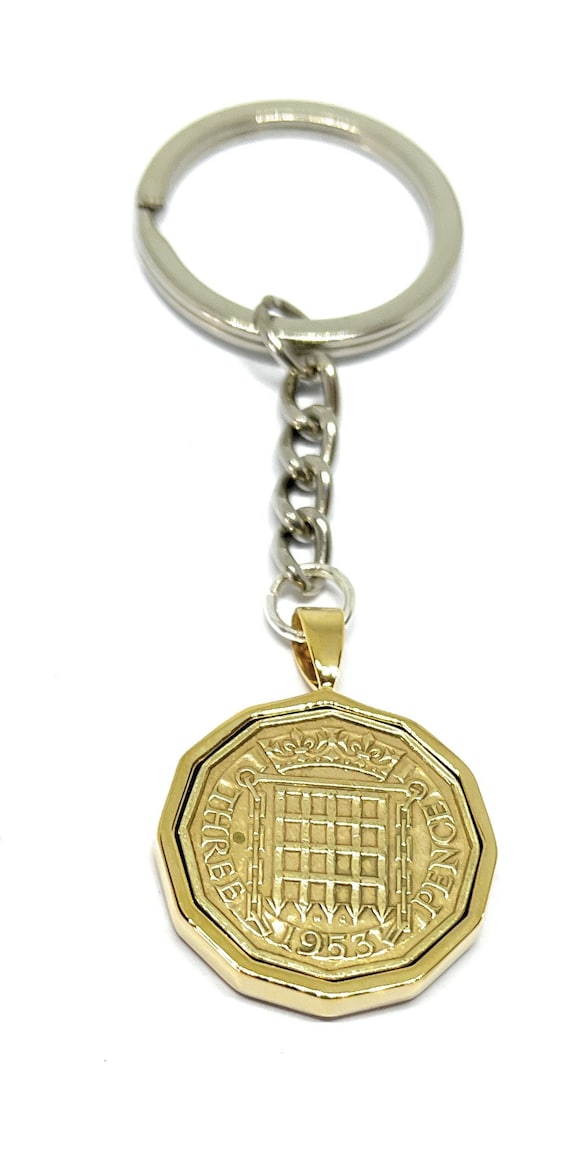 Solid Pendant 1953 Threepence 72nd Birthday plus a Sterling Silver 18in Chain - 1953, 1953 72nd birthday gift, 72nd gift, 1953 gift GLD