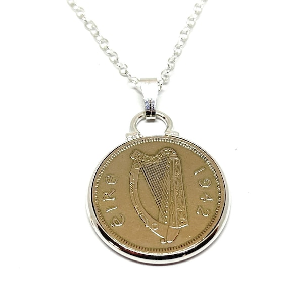 1942 Lucky Irish sixpence cinch 82nd Birthday plus a Sterling Silver 18in Chain Thinking Of You,  Special Friend, Mum, Dad, Loved One