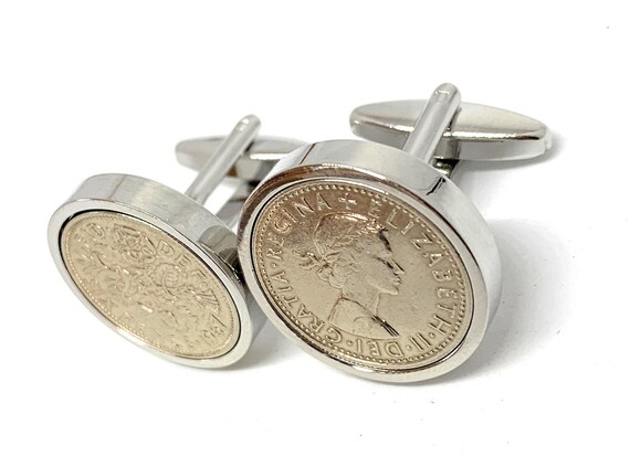 1967 Sixpence 6d 58th birthday Cufflinks - Original 1967 Sixpence coin cufflinks 58th Thinking Of You,  Special Friend, Mum, Dad
