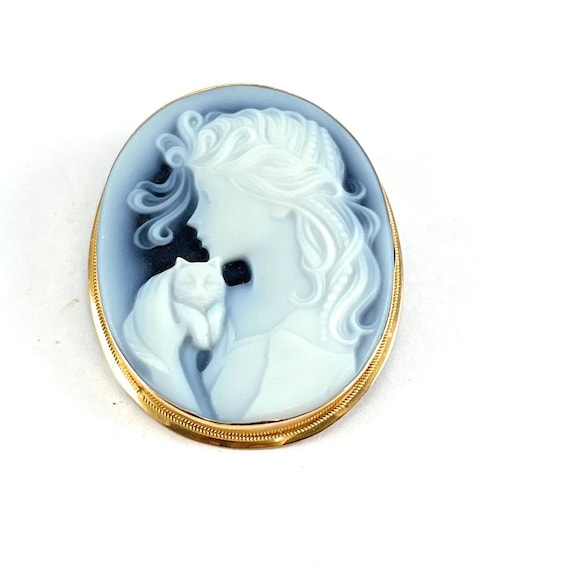 Antique 9ct Gold Carved Agate Cameo Pendant / Brooch 3.7cm X 2.8 (26)