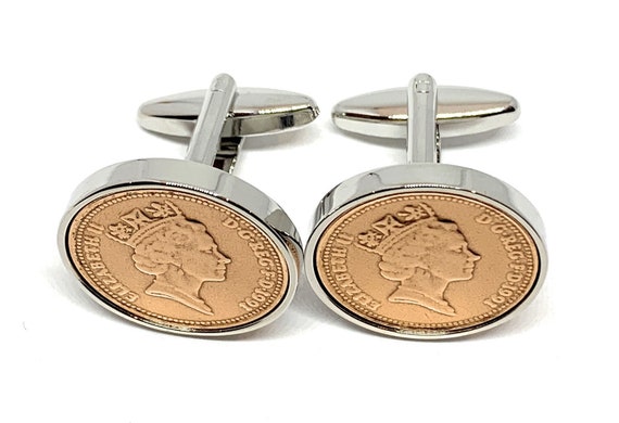 34th Birthday / Anniversary 1 pence cufflinks from 1991, 34th Birthday, mens gift idea, 1991 gift idea, 34th birthday present, gift for Dad