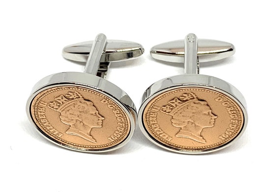 33rd Birthday / Anniversary 1 pence cufflinks from 1991, 33rd Birthday, mens gift idea, 1991 gift idea, 33rd birthday present, gift for Dad