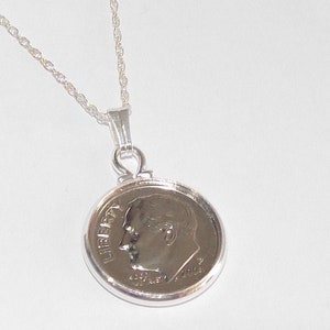 28th Birthday American Dime coin Pendant - 1997 Pendant 28th birthday gift for her