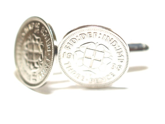 1938 Silver Threepence Cufflinks 86th birthday, 86th birthday gift, 86th gift, 1938 gift, 1938 birthday, Mens gift, coin gift, 86th Mum, Dad