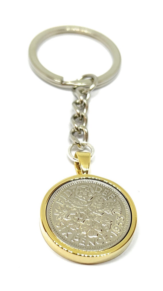 1953 71st Birthday Keyring-Sixpence Keyring- Mum, Dad, Brother, Sister- 71st Birthday-Coin Keyring, Sixpence Coin, 71st Anniversary, RG