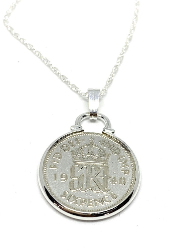 1940 85th Birthday / Anniversary sixpence coin pendant plus 18inch SS chain gift 85th birthday gift for her