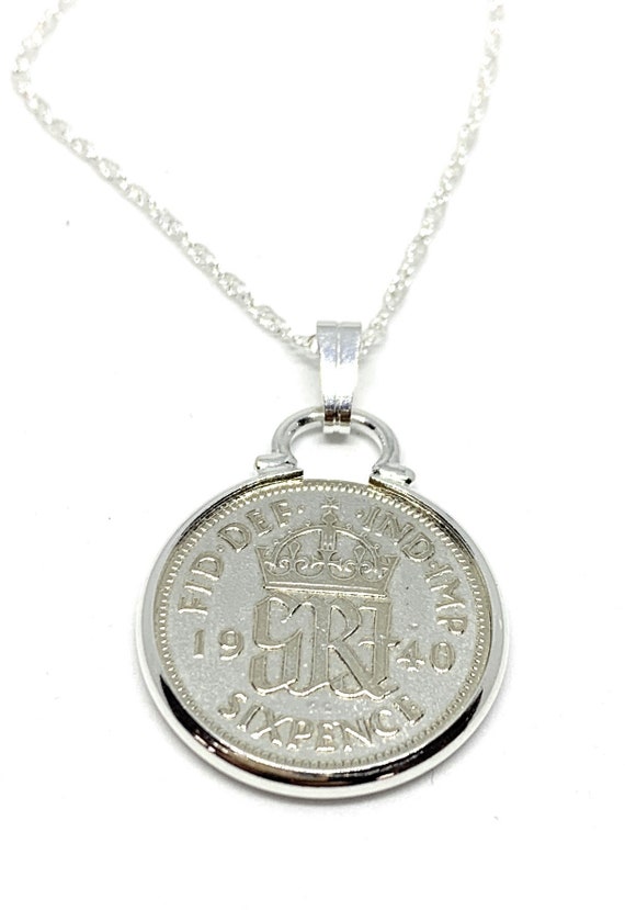 1940 84th Birthday / Anniversary sixpence coin pendant plus 18inch SS chain gift 84th birthday gift for her