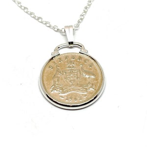 1962 Australian Sixpence Coin Pendant: 63rd Birthday Gift