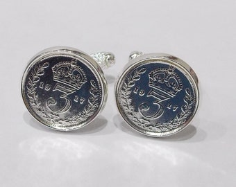 1919 Silver Threepence Cufflinks 105th birthday, 105th birthday gift, 105th gift, 1919 gift, 1919 birthday, Mens gift, coin gift, 105th Dad