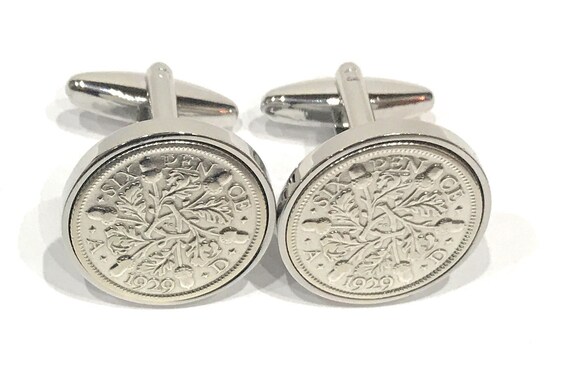 Premium 1945 Lucky sixpence cufflinks for a 75th Birthday cufflinks