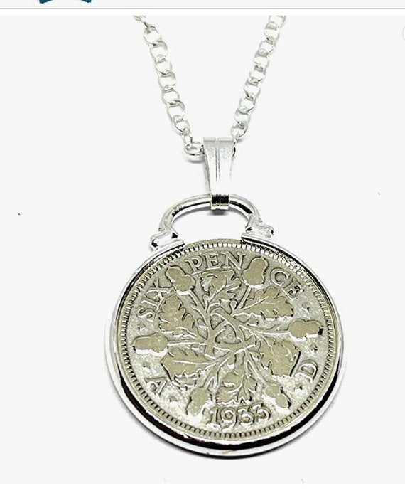 1933 91st Birthday / Anniversary sixpence coin pendant plus 18inch SS chain gift 91st birthday gift for her