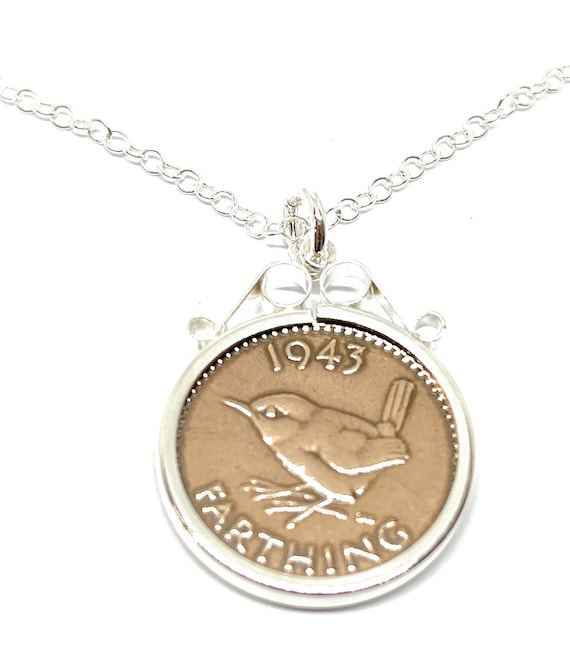 Sterling Silver 1943 82nd Birthday / Anniversary sixpence coin pendant plus 18inch SS chain gift 82nd birthday gift for her