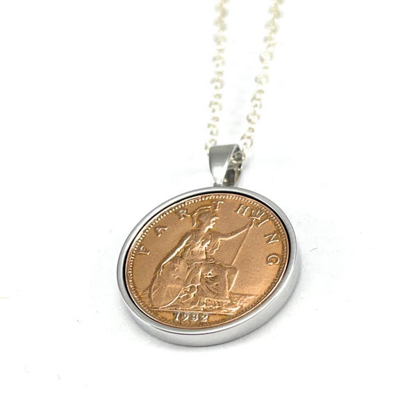 1932 Farthing Coin Pendant: 93rd Birthday Gift, Sterling Silver Chain