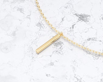 Square Bar Necklace / 14k Gold Simple Bar Necklace / Minimalist Bar Necklace