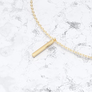 Square Bar Necklace / 14k Gold Simple Bar Necklace / Minimalist Bar Necklace