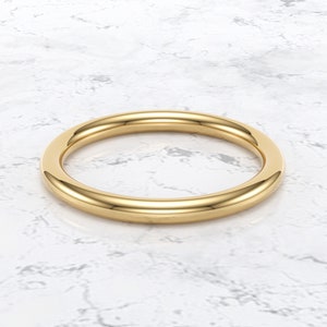 14K Gold Round Wedding Band/ 2mm Simple Gold Ring/ Dainty Stacking Ring/ Simple Delicate Ring/ Thin wedding band