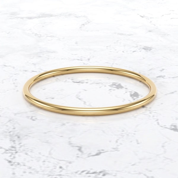 14K Thin Gold Wedding Band/ 1mm Gold Stacking Ring/ Dainty Stacking Ring/ Simple Delicate Ring/ Thin wedding band/ Thin Stacking ring