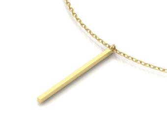 Square Bar Necklace / 14k Gold Simple Bar Necklace / Minimalist Bar Necklace