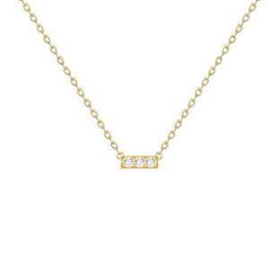 Diamond Bar Necklace/ Dainty Diamond Necklace/ Minimalist Diamond Necklace/ Gold Bar Necklace/ 14k Gold Diamond Necklace