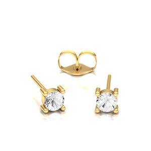 Single Diamond Stud/ Single Diamond Earring/ Prong Earrings/ 4 Prong Setting/ Prong Jewelry/ Minimalist Diamond Earrings/ Minimalist Earring