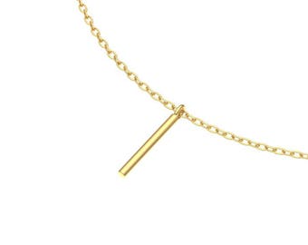 Round Bar Necklace / 14k Gold Simple Bar Necklace / Minimalist Bar Necklace