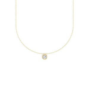 Diamond solitaire necklace / 14k Gold Diamond Bezel set Necklace / Layering Diamond Necklace / Minimalist Diamond Necklace