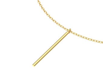 Round Bar Necklace / 14k Gold Simple Bar Necklace / Minimalist Bar Necklace
