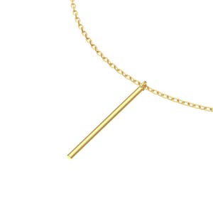 Round Bar Necklace / 14k Gold Simple Bar Necklace / Minimalist Bar Necklace
